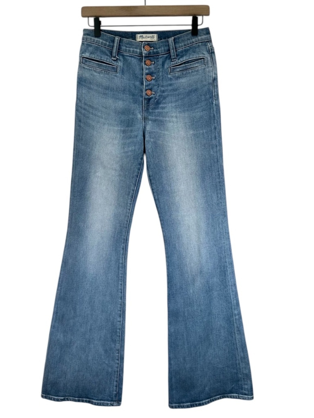 Madewell Jeans Flea Market Flare Size 27 Exposed button fly Retro 70s 90s Boho